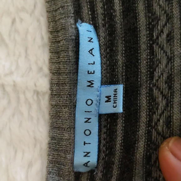 Antonio Melani| Black and Grey Striped Sequined Crew Neck Sweater - Picture 9 of 11